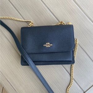 Coach Black Shoulder Bag with Gold Chain